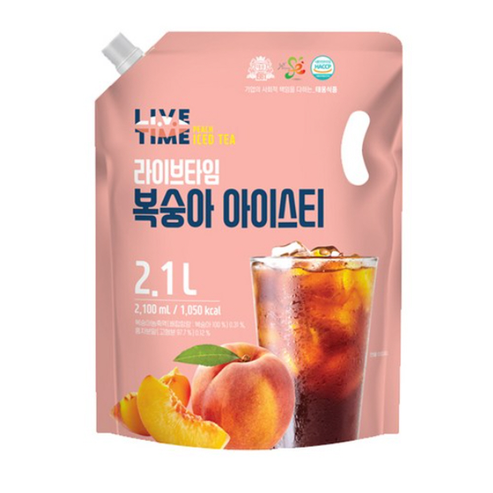 라이브타임 복숭아 아이스티 2.1L 4개 파우치 : 마시자몰