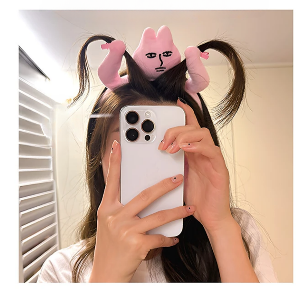 머리끄댕이 잡는 엽기 핑크토끼 헤어밴드 세안 앞머리밴드 파자마파티 파티용품 : 모두다장