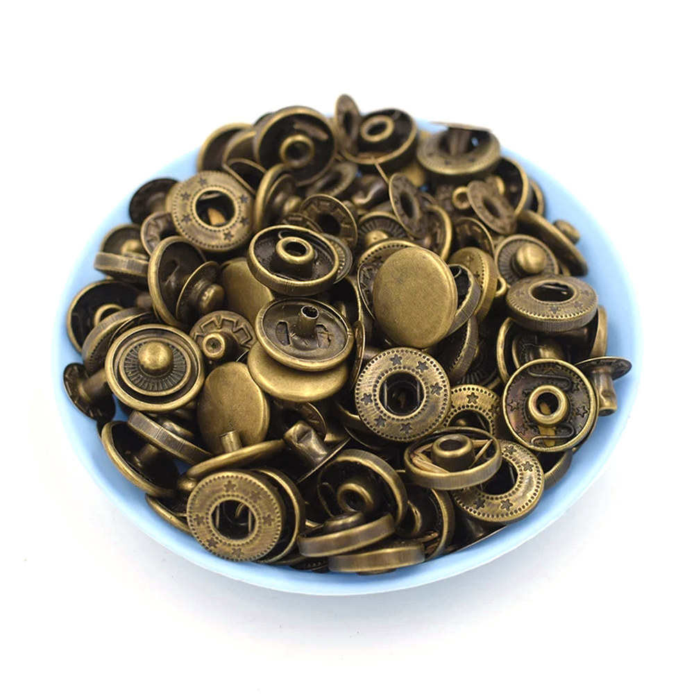리벳 버클 조합 재봉 수리 금속 스냅 패스너 청동 실버 골드 블랙 버튼 12 5mm 15mm 50 세트 : 디에이치유통29