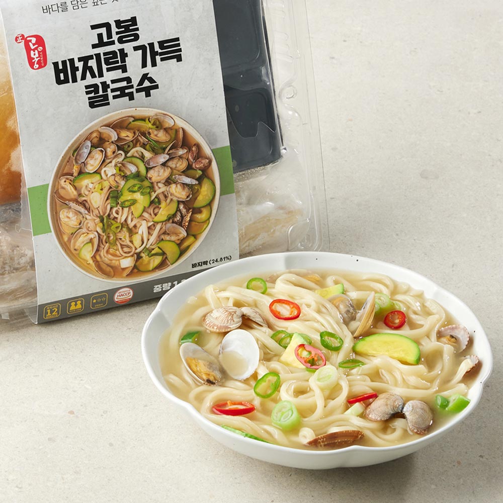 고봉 바지락 가득 칼국수 밀키트 2~3인분 세트 (면+육수+바지락+야채) : 벅스웨이