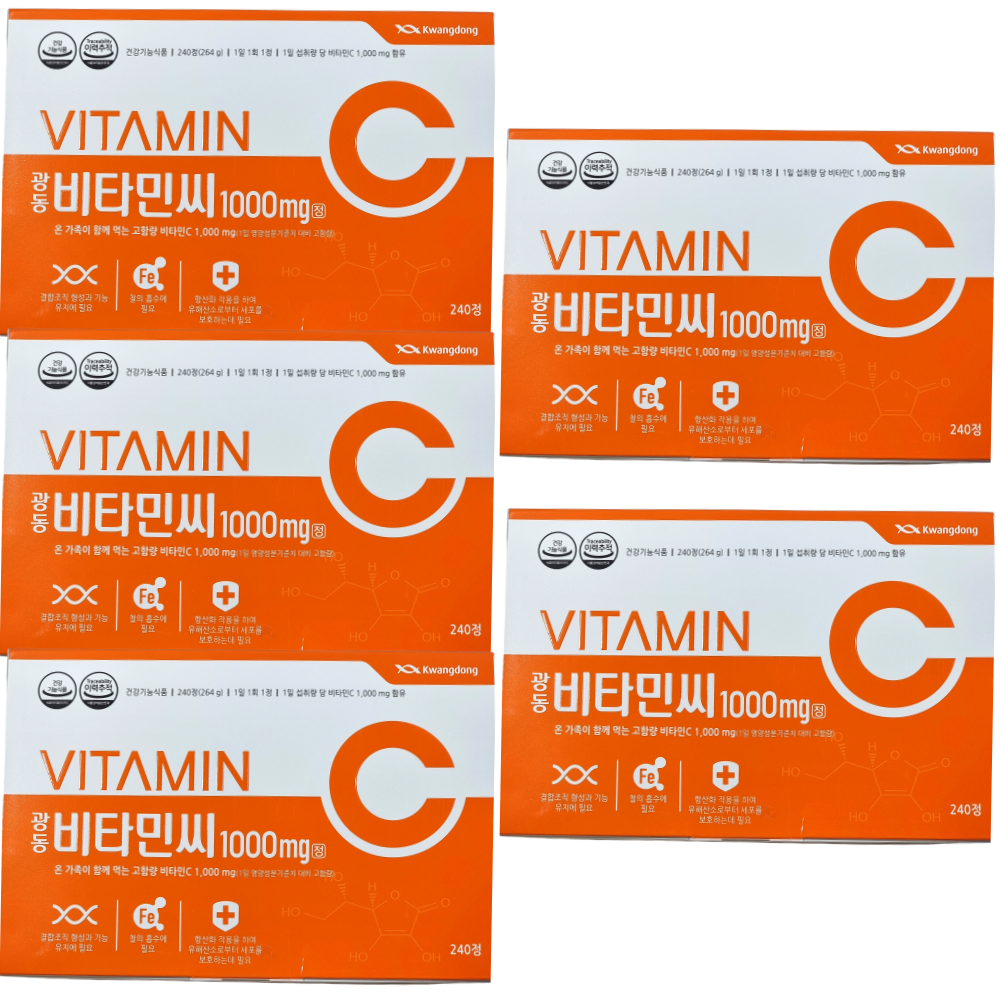 광동제약 비타민씨 1000mg 메가도스 240정, 5개 : 칠평상사