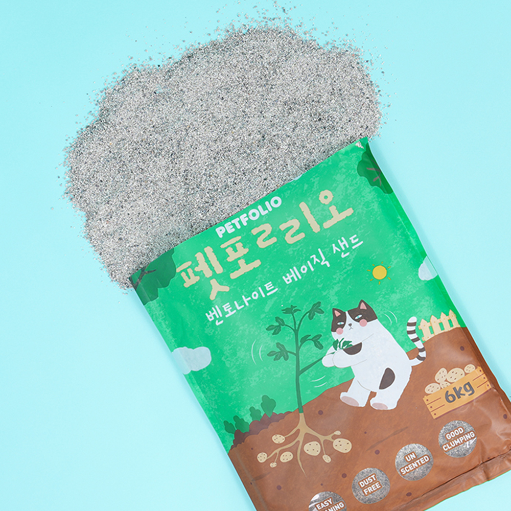 펫폴리오 벤토나이트 베이직샌드 고양이모래 6kgx3개 (총18kg) : 그리다 펫
