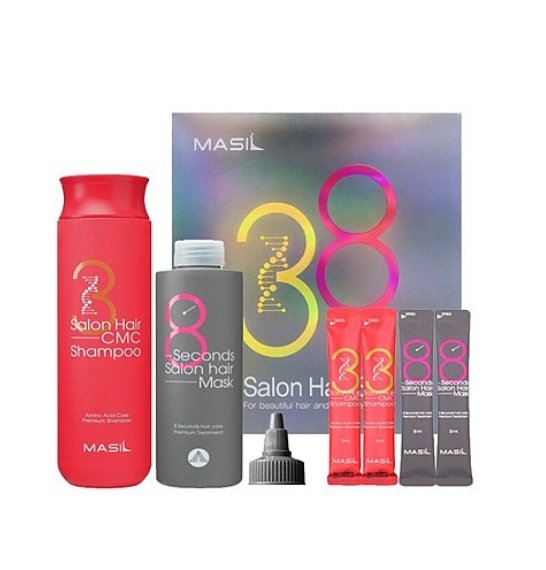 MASIL 마실헤어 케어셋트 NO.38 CMC샴푸300ml+스크럽마스크 200ml (스틱샘플4개) : S beauty