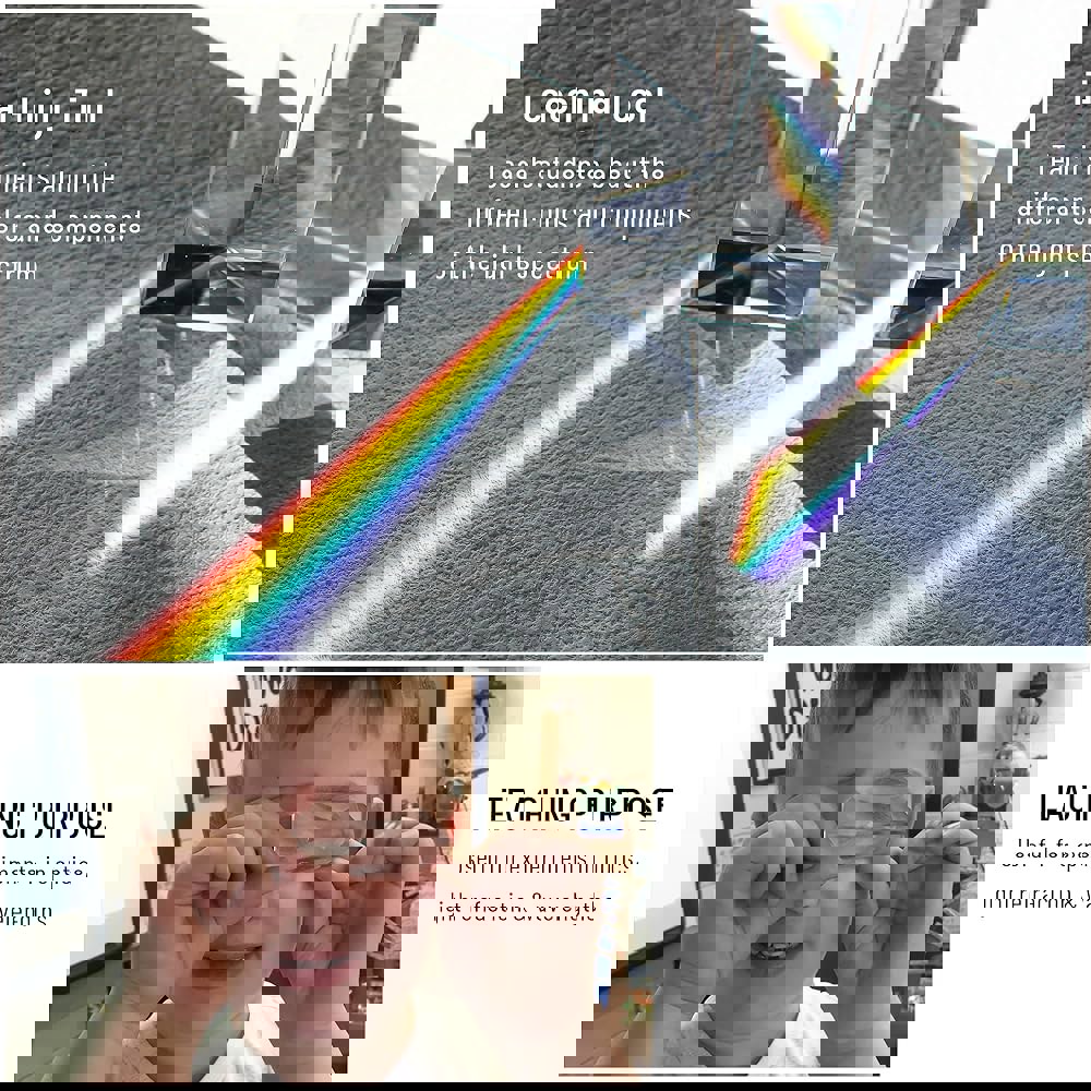 4PCS 투명 K9 크리스탈 삼각 프리즘 사진 무지개 조명 광학 유리 물리학 굴절광 스펙트럼 학생들에게 선물, 50MM /2인치 : 에코트렌드코너