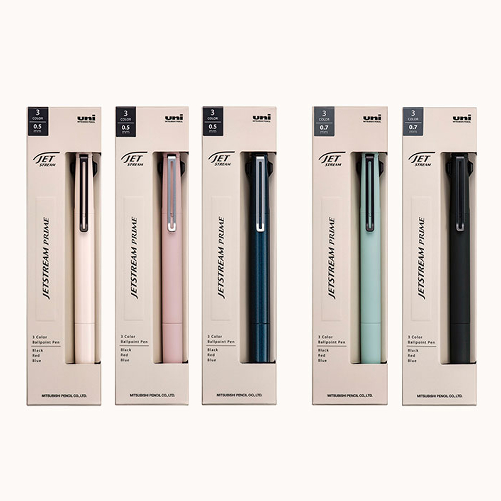 UNI 제트스트림 뉴 프라임 3색펜 SXE3 3500-05/07 볼펜 0.5/0.7mm 고급펜 레이저 각인 : 월드오피스
