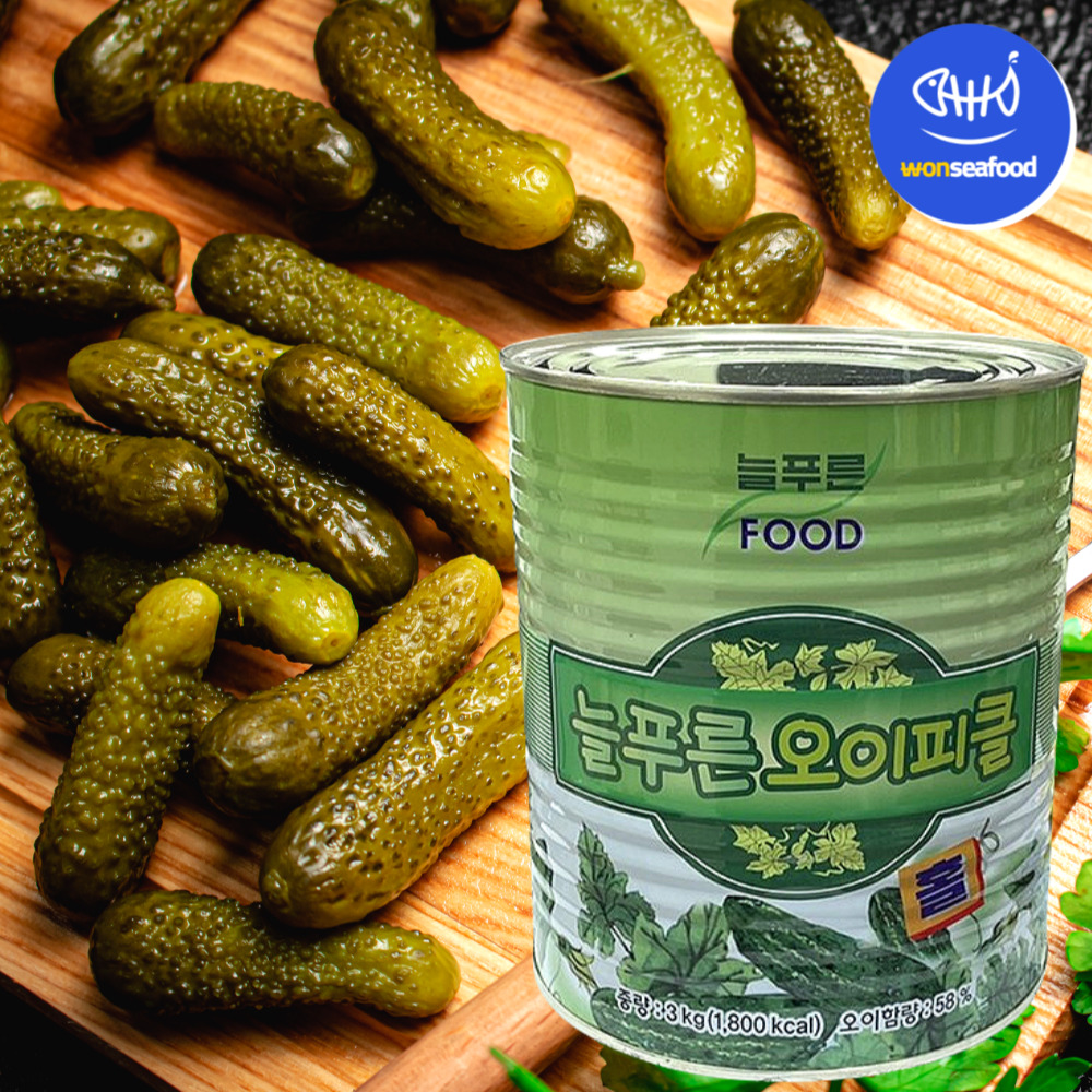 늘푸른 오이피클 홀 3kg 해마루 통피클 핫도그 식자재 통조림 캔 대용량 : 원씨푸드
