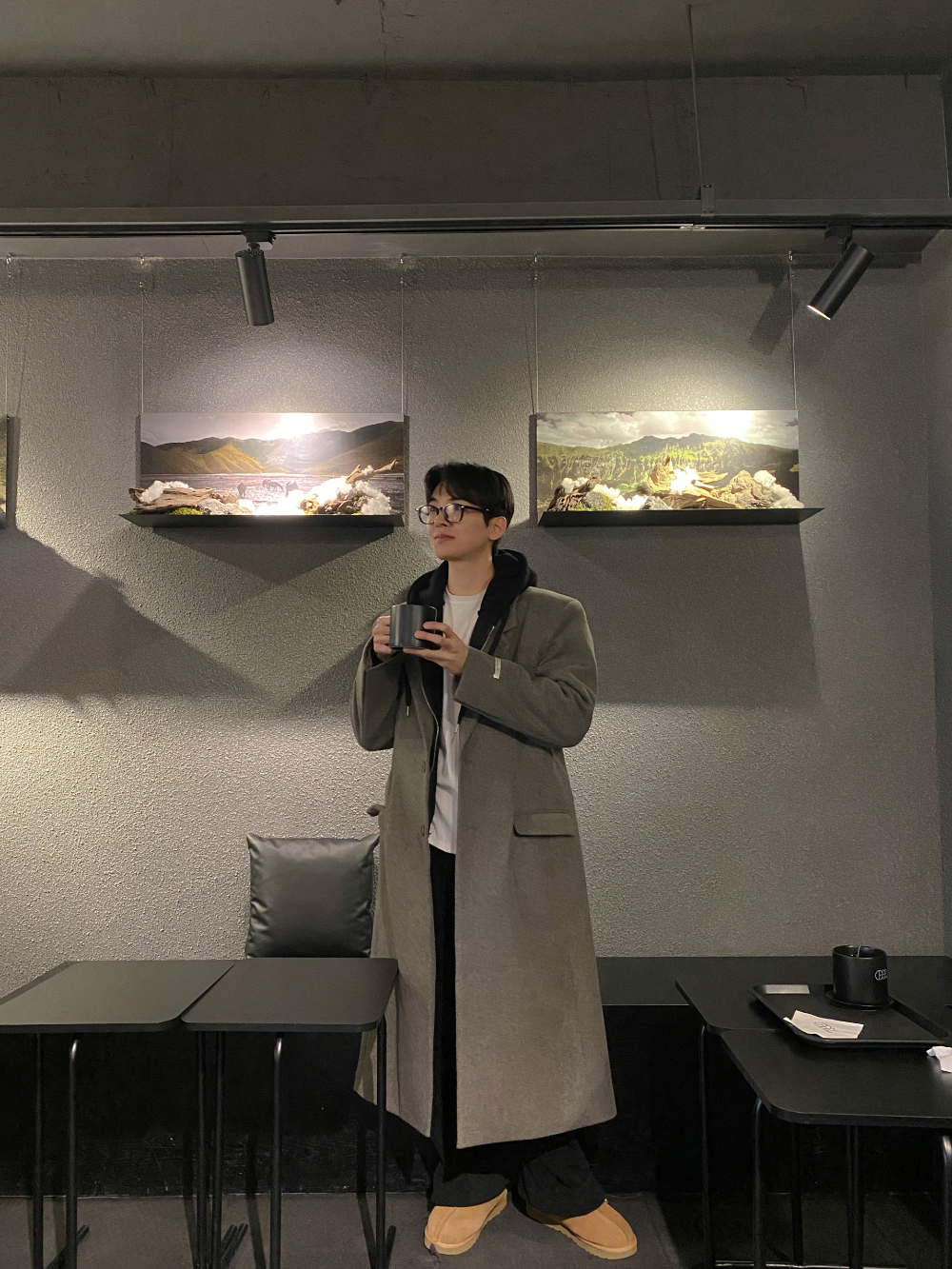 남자롱코트 울 싱글 겨울 아우터 : Classymood