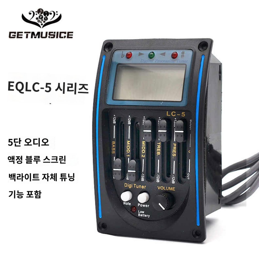 레드 포크 튜너 크로매틱 기타 우쿨렐레 어쿠스틱 이퀄라이저 픽업 클래식 밴드 LCD : 픽탑몰