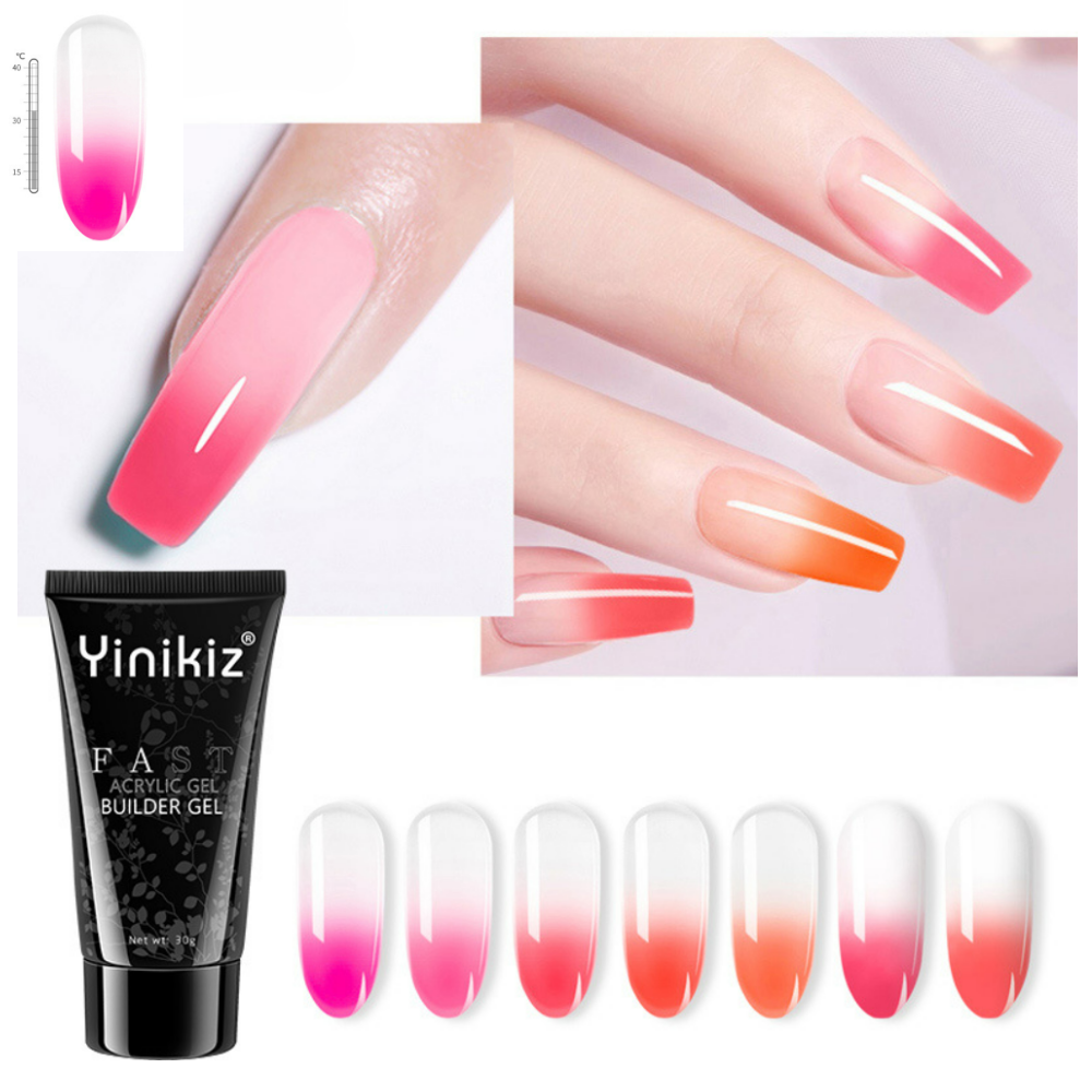 Yinikiz 폴리젤 30g  카멜레온 크리스탈 온도변화 손톱연장 셀프 네일아트 UV젤 : 비젼스토어