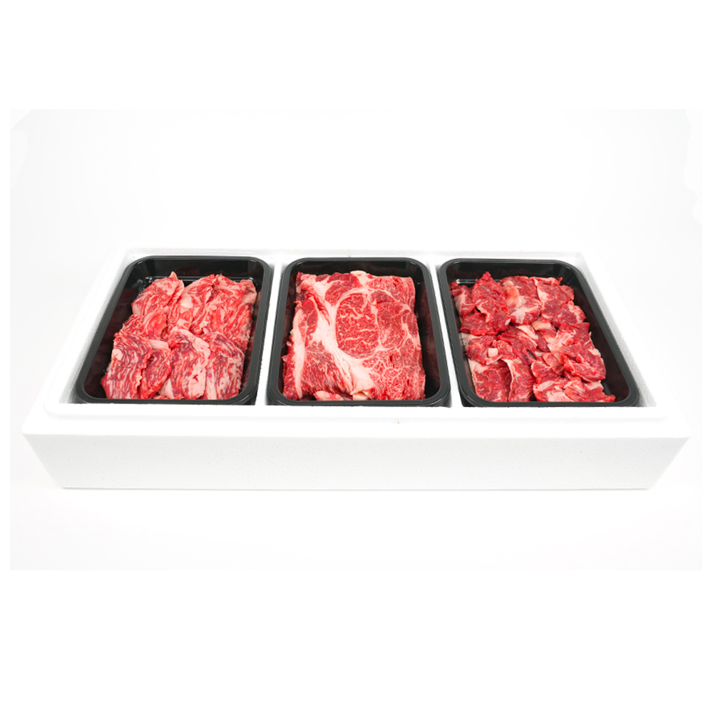 부산 투뿔 한우선물세트C 구이용 고기생각 0.9kg 꽃등심 갈비살 제비추리 : 고기생각