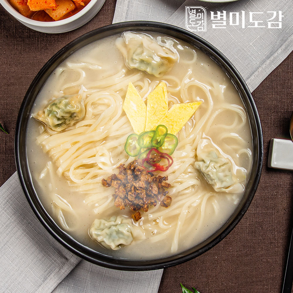 별미도감 사골 칼국수 5+5 10인분세트 (면2kg+사골스프10개) 캠핑음식 밀키트 : 별미도감