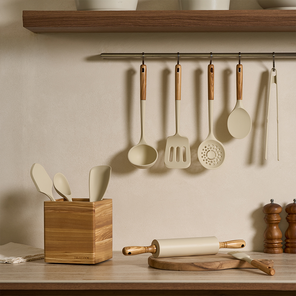 트루쿡 이탈리아산 올리브 프리미엄 실리콘 조리도구 9종세트, 1세트, 베이지, 올리브 조리도구 9종 상세사진 1