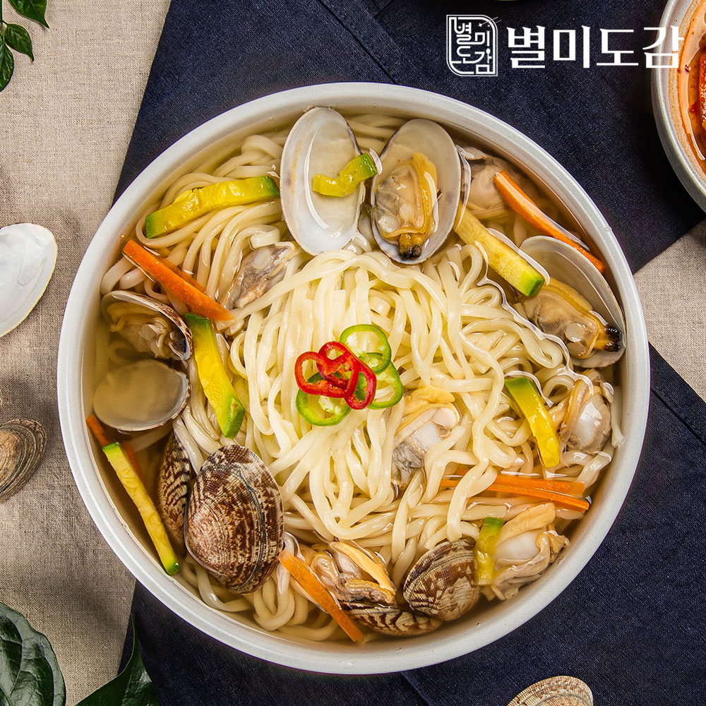별미도감 반반칼국수 사골3/멸치2 5인분세트 (면1kg+사골스프3+멸치스프2) : 별미도감