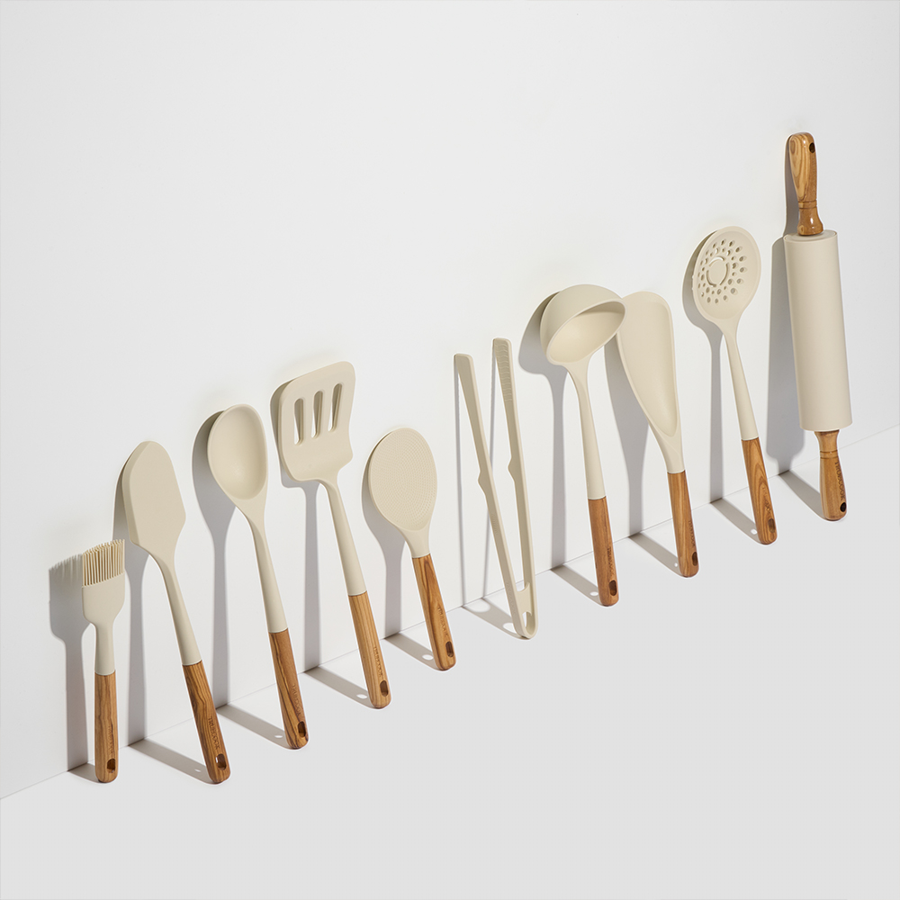 트루쿡 북미산 월넛 실리콘 조리도구 6종 세트, 1세트, 블랙, 국자+뒤집개+서빙스푼+멀티스푼+주걱+집게 상세사진 3