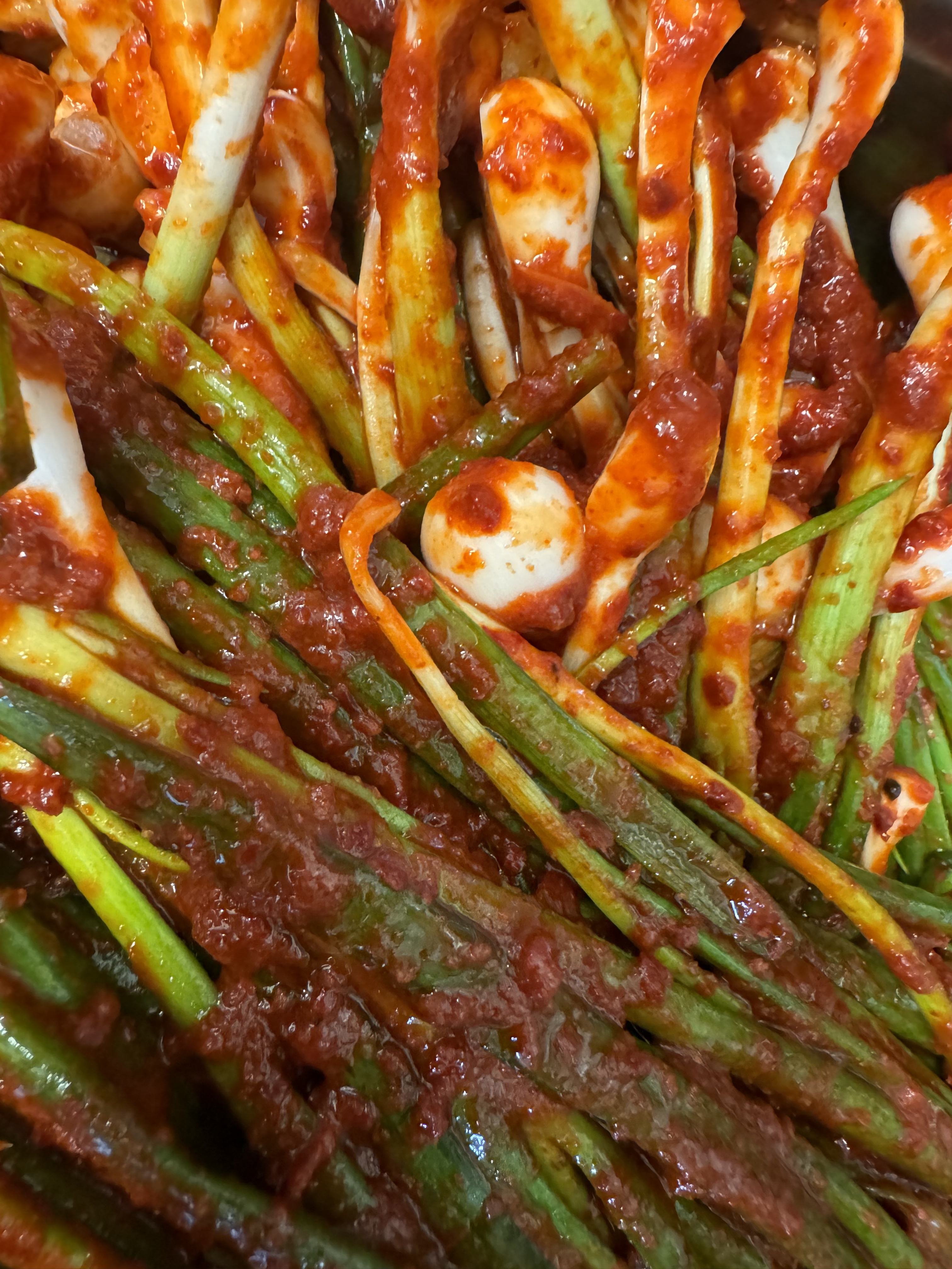 장모님김치 파김치 1kg 국내산 무설탕 생새우 청각 매실양념 깔끔한맛 당일생산 : 마켓따닥