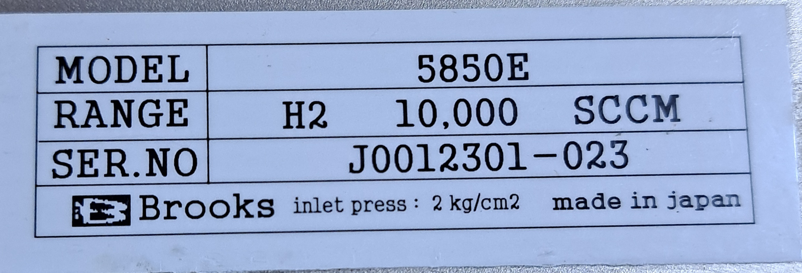 5850E H2 10,000 SCCM BROOKS MASS FLOW CONTROLLER : 현서 자동화기기