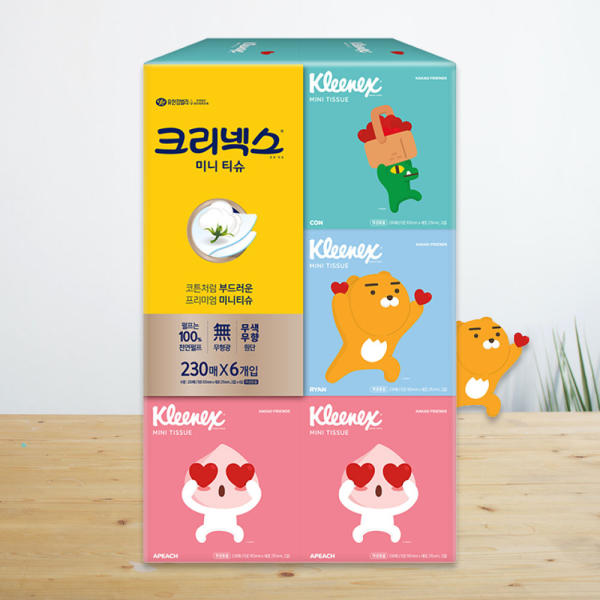 유한킴벌리 크리넥스 디럭스 미니 카카오 티슈 230매 6입 : 주식회사 클린업사무소