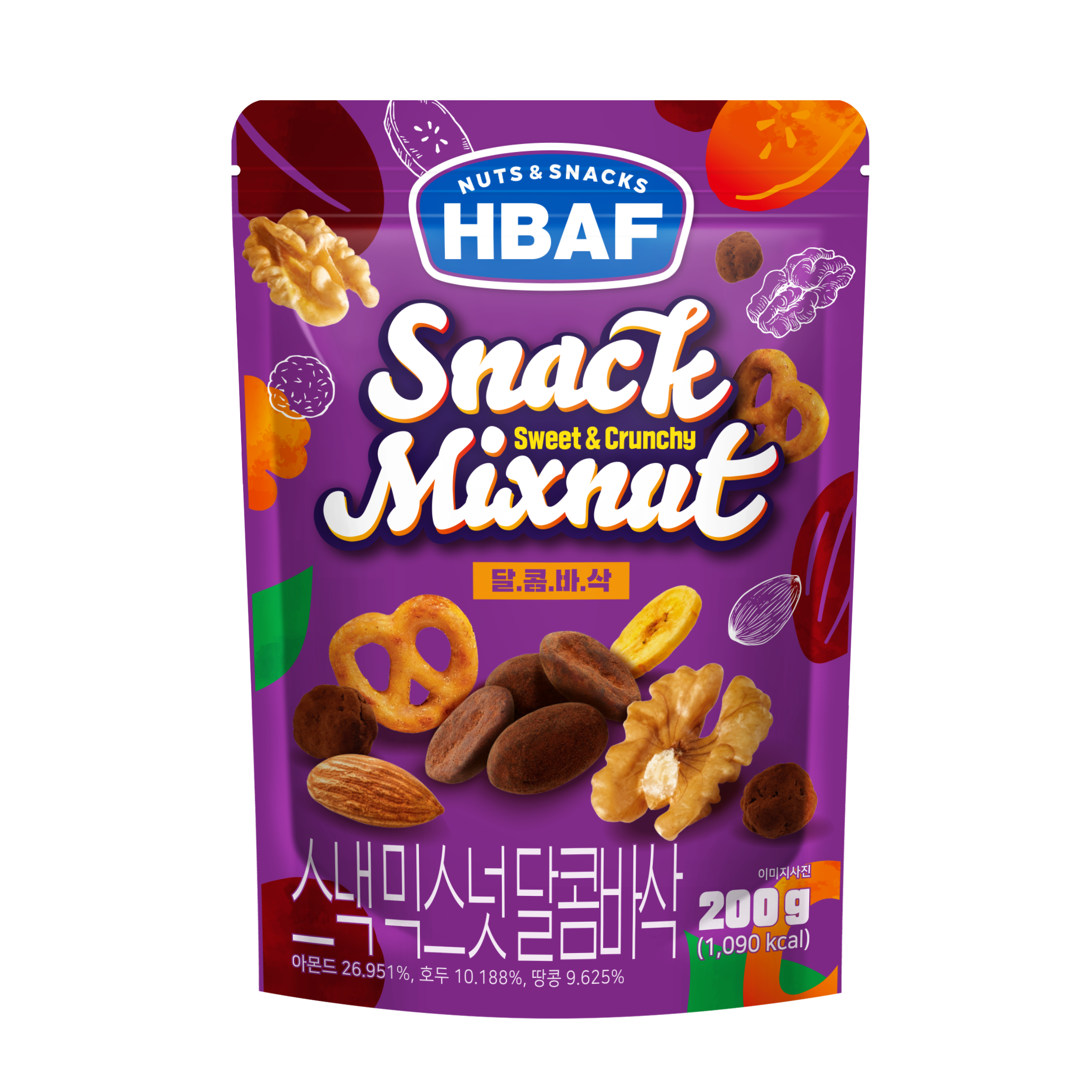 HBAF 스낵믹스넛 200g 4봉 골라담기 : HBAF