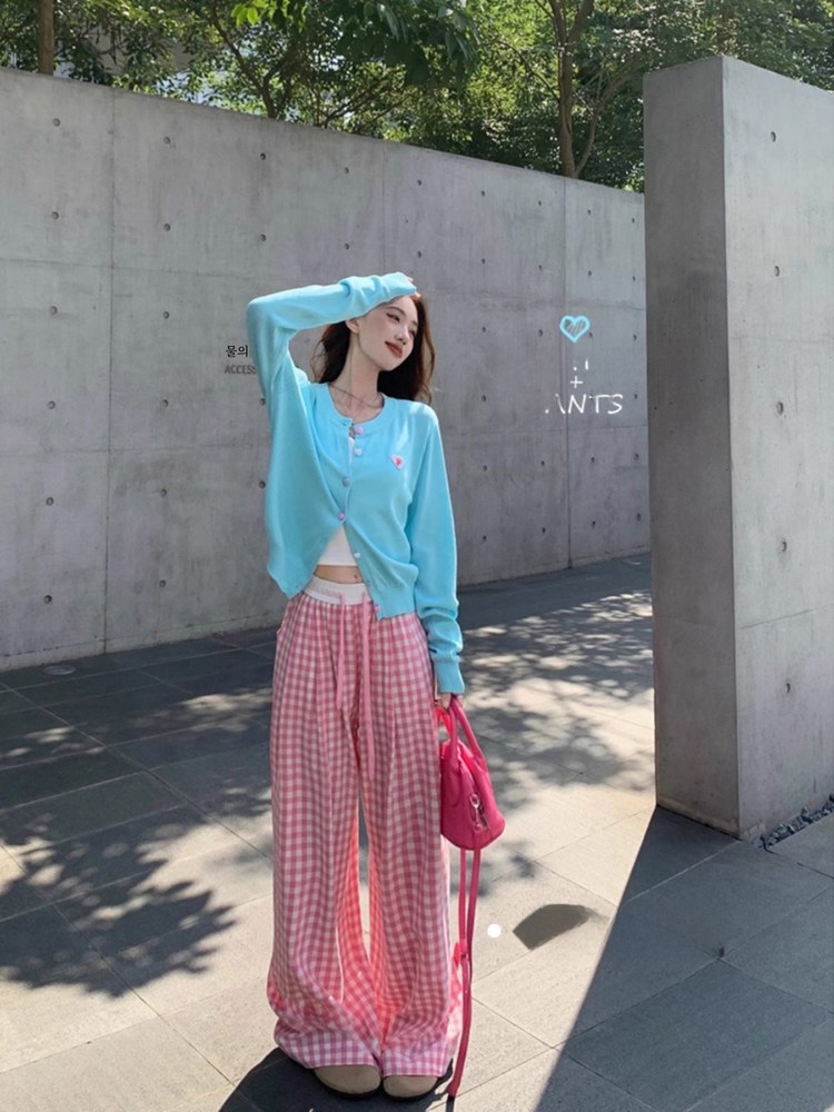 패션 뉴웨어 네이비 루즈핏 팬츠 여성용 패턴 방한용 편안한 여름 톱과 컬러 세트 바디매치 : NUU1