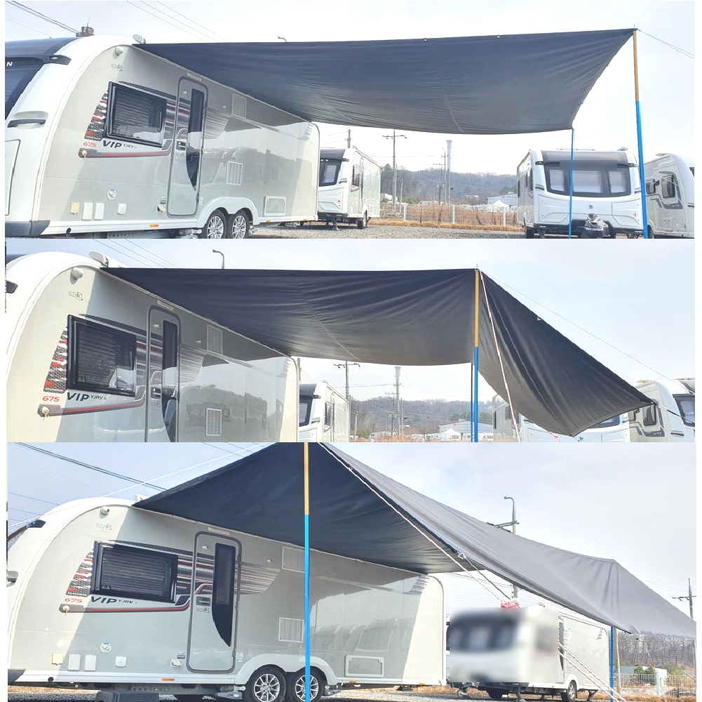 카라반 캠핑카 블랙코팅 어닝타프 사이드월 심지작업 레일타프 [립스탑 렉타] : JUNIS Caravan
