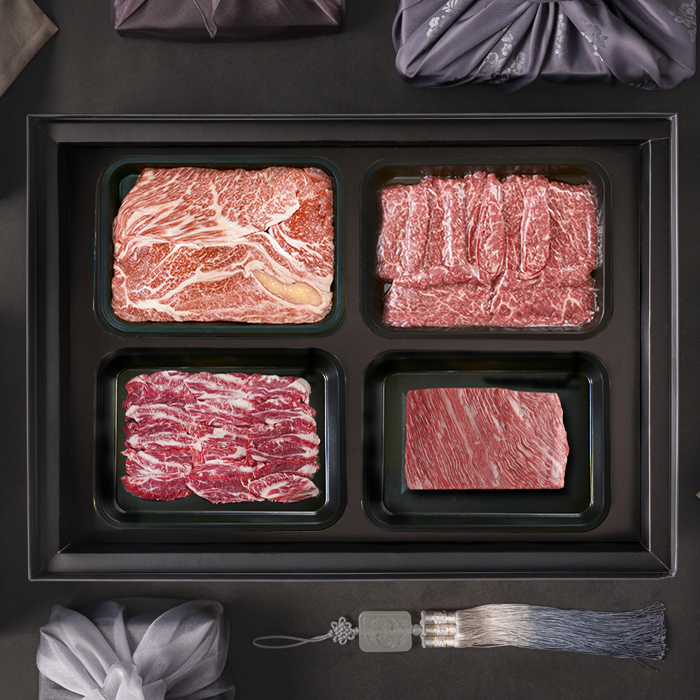 [파이팅정육점]한우투뿔 선물세트 4종 800g 1.2kg 꽃등심 안심 채끝살 부채살 양지 : 파이팅 정육점