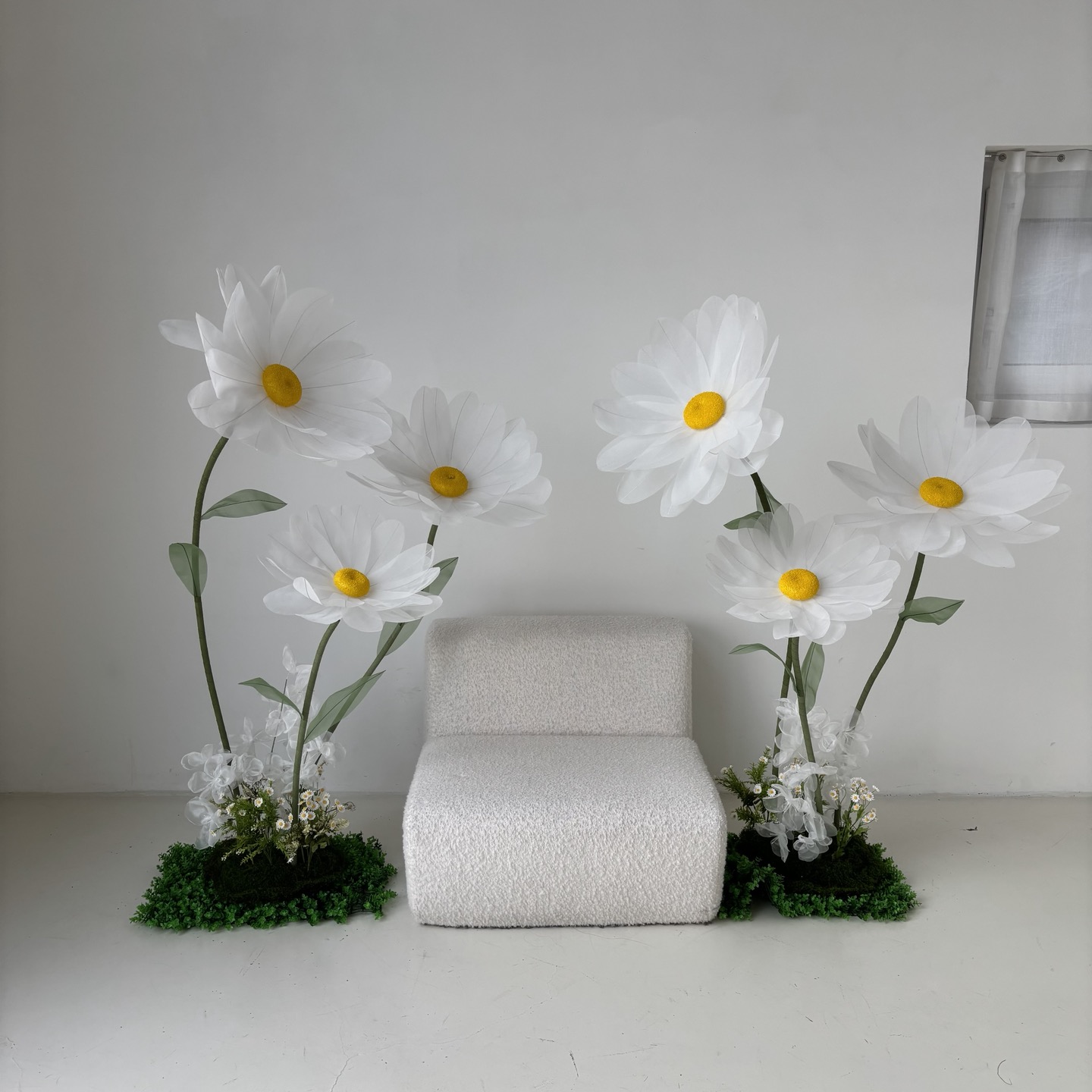 자이언트플라워 포토존 데이지 대형꽃 실크 페이퍼 플라워 35cm 1단 70-80cm : 마르멜로아트