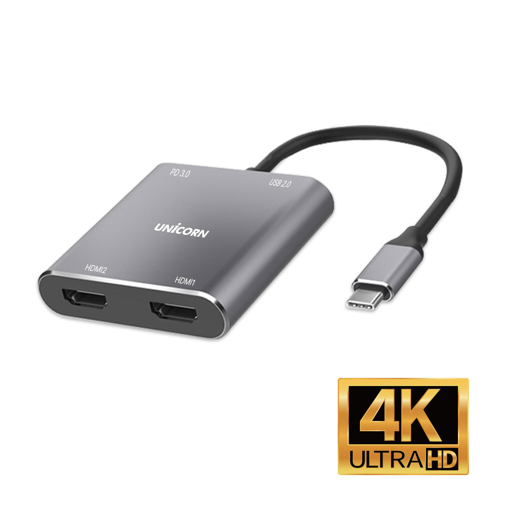 C타입 HDMI 컨버터 확장기 노트북 듀얼 모니터 연결 PD 100W : IBN