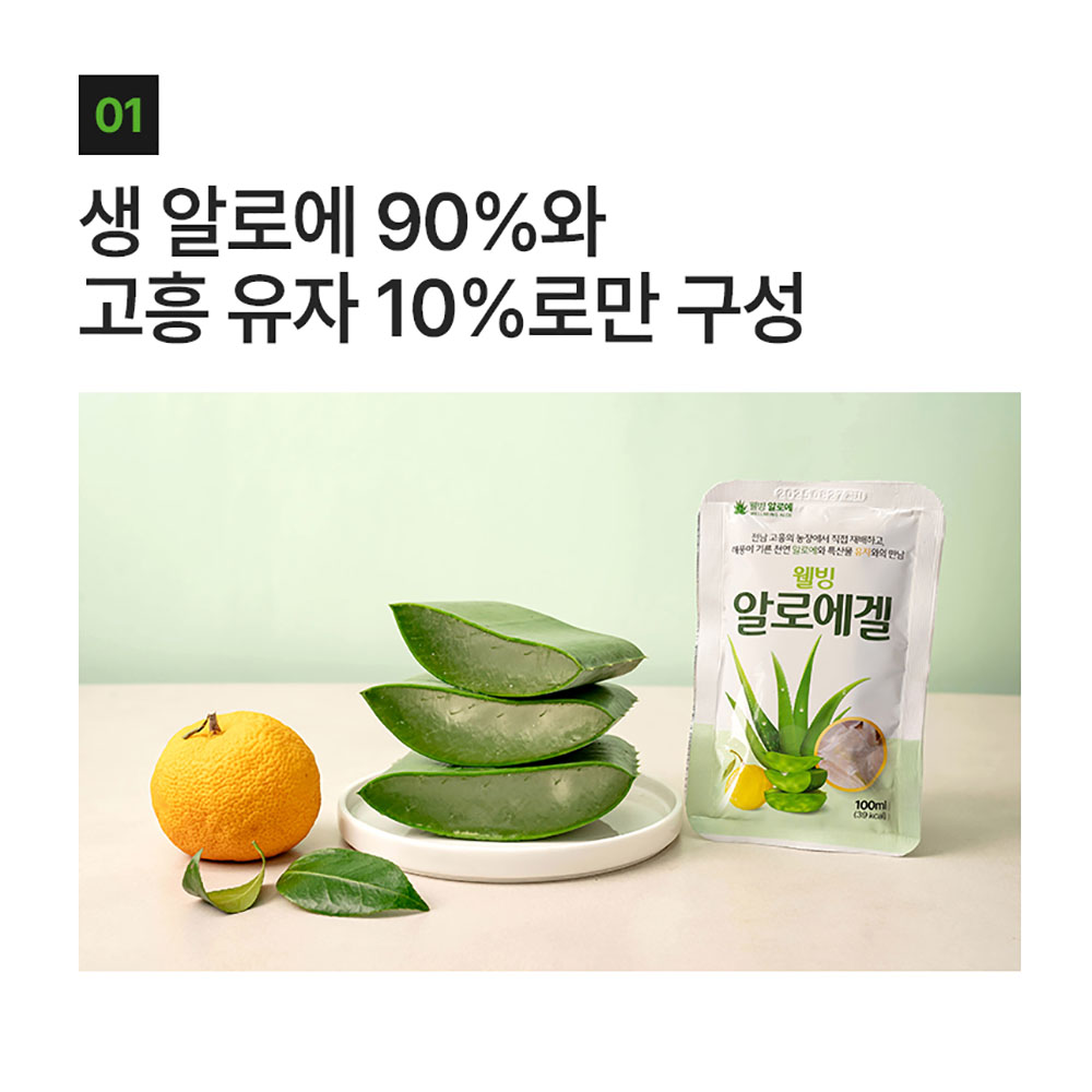 고흥 알로에 유자를 만나 웰빙 생 알로에겔(Aloe Gel)-60봉 : 웰빙알로에