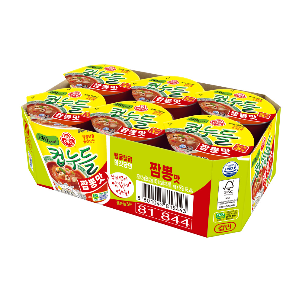 오뚜기 컵누들 짬뽕맛 컵 38.2g 6개 : 오뚜기mall