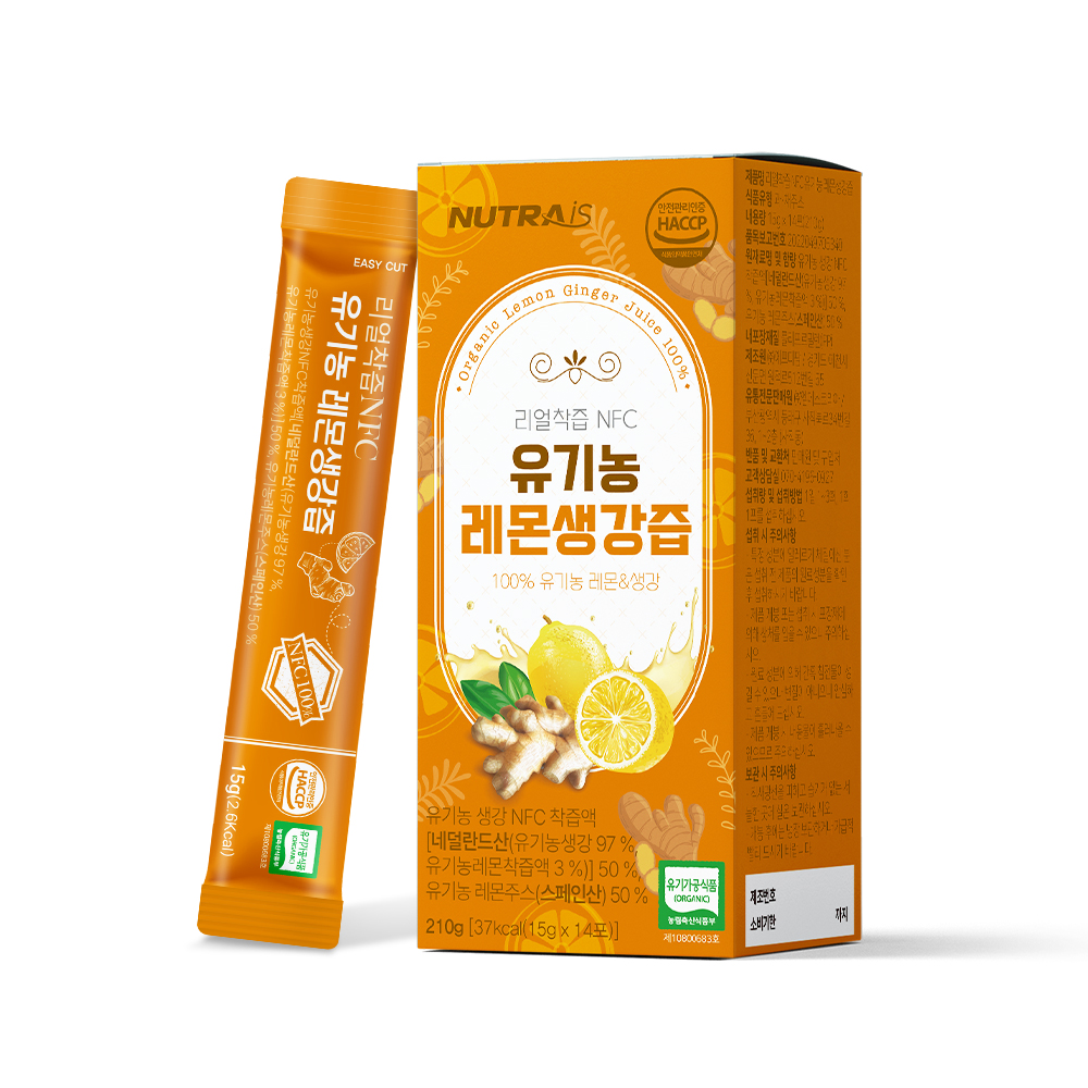 무료배송 뉴트라이즈 100%유기농레몬생강즙 15gx 1박스 : 나비느루