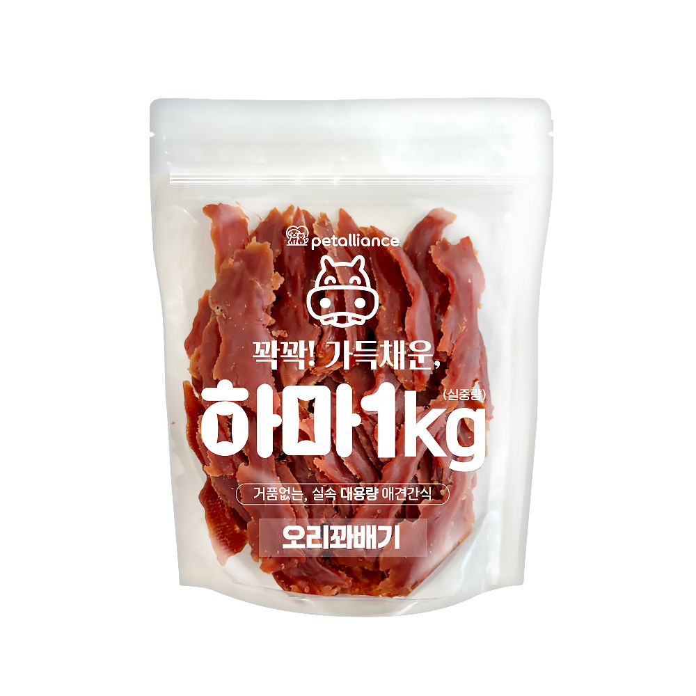 대용량 강아지 하마 간식 오리꽈배기, 1000g, 1개 : 더나은펫