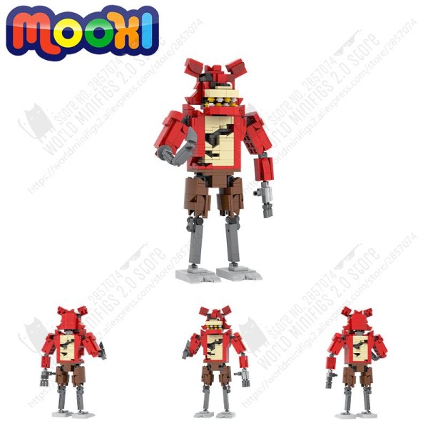 MOC 빌딩 블록 MOC1410 만화 레드 해적 폭시 빌딩 블록, 창의력 공포 게임, 미드나잇 베어 캐릭터 모델 조립 장난감, : 더푸른나무