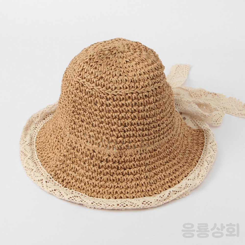 응룡상회 리본 비치모자 브라운 여성챙모자 : 가성비제품추천몰