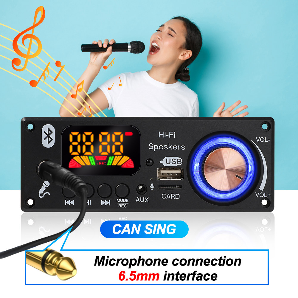 디코더 USB 라디오 오디오 DIY TF 음악 블루투스 160W 볼륨 5MM FM 조절 6 자동차 보드 스피커 플레이어 마이크 DC 12V NO AMP 1 : 하이플랜