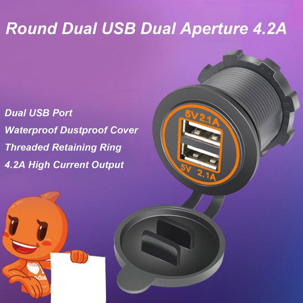 탑굿 패널 포함 충전기 12V 어댑터 오토바이 방수 콘센트 USB 차량용 2 3 트럭 24V 1A 차량 5V 소켓 POWER LOGIC BLACK AND WHITE... 