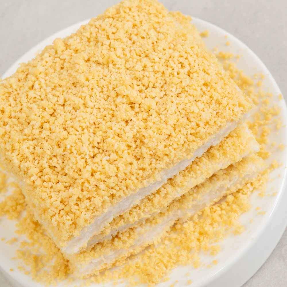 설기떡 [ 노란 콩고물 시루떡 750g ] 아침대용 영양 제수용 명절 추석 차례상 제사떡 : 싸리재