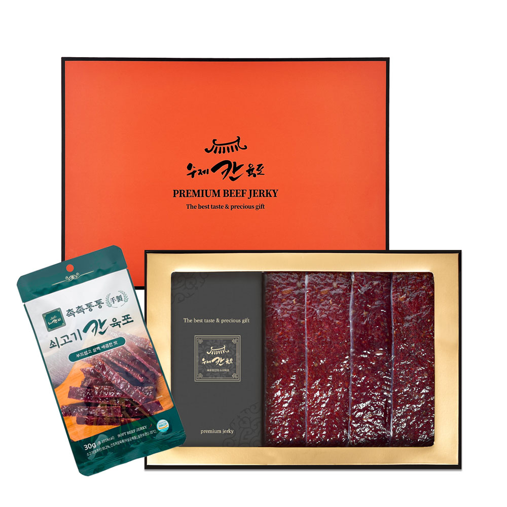 [수제칸육포] 촉촉통통 수제 쇠고기 육포 270g + 쇼핑백 : 셈프레몰