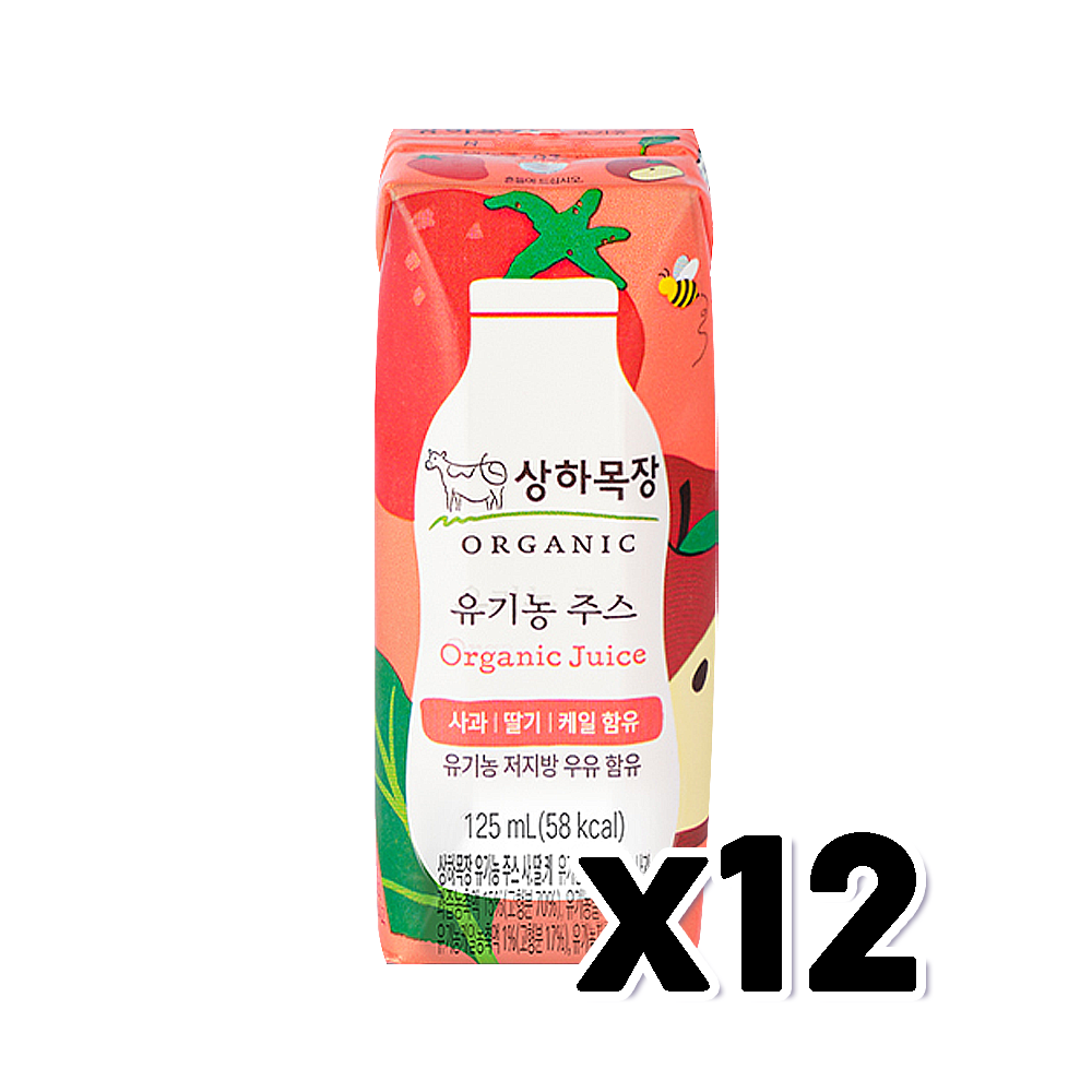 매일 상하목장 유기농주스 사과딸기케일 팩음료 125ml x 12개 : 블리스원샵