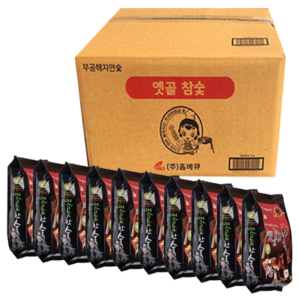 지피니 옛골참숯, 2kg, 10개 x 1박스 (착화제내포함) 오래타는 바베큐숯 홈베큐 : 지피니