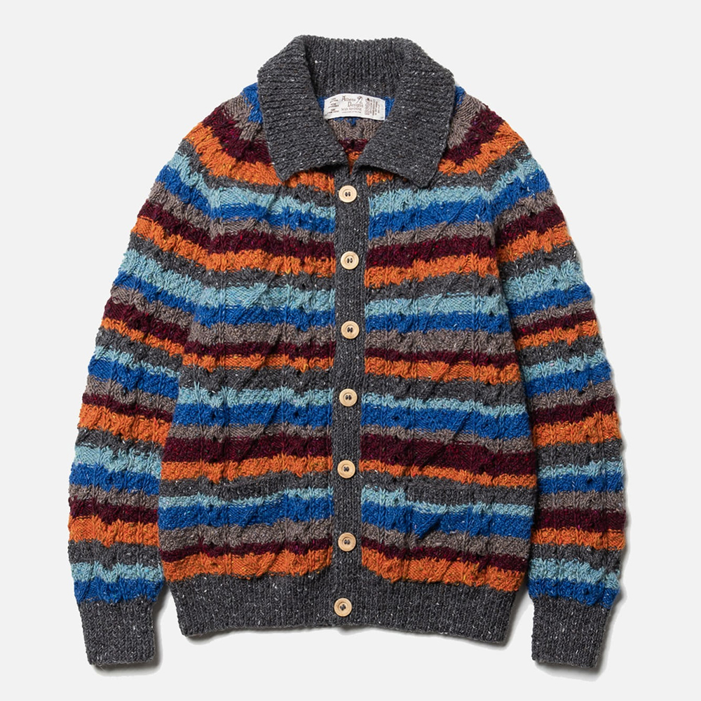 [아테나디자인] ATHENA DESIGNS 2S Collar Striped Cardigan - Mix 1 : 노클레임 NOCLAIM