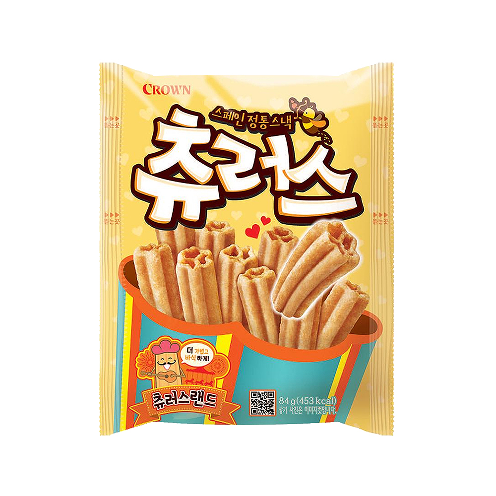 크라운 츄러스 봉지과자 스낵간식 84g x 9개 : 트렌디푸드샵