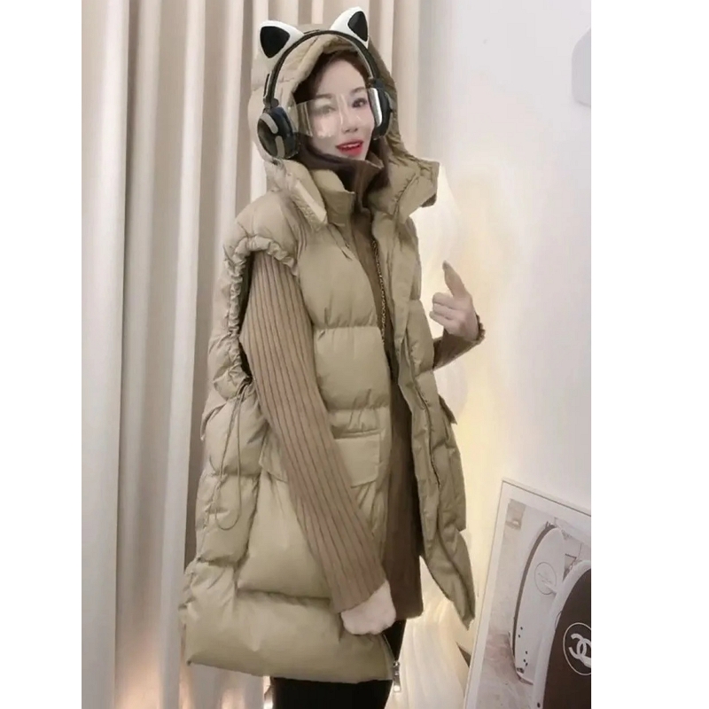 여성 신상 민소매 패딩 베스트 데일리룩 가을겨울 빅사이즈 후드 패딩 조끼 XCC0115Te1 : 유한회사 럭키키트레이딩
