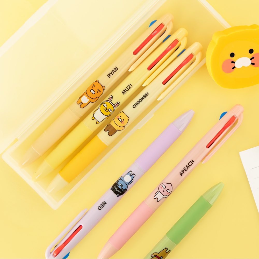 [NEW 춘식이] 카카오프렌즈 3색 볼펜 삼색 선물용 귀여운 캐릭터 필기구 펜 볼팬 0.7mm 라이언 : 아이콘스