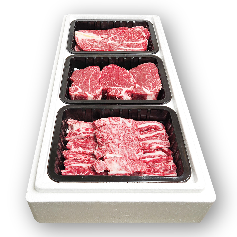 한우 선물세트 꽃등심 안심 갈비 구이용 1.2kg 모듬 세트 : 문경쑥돈