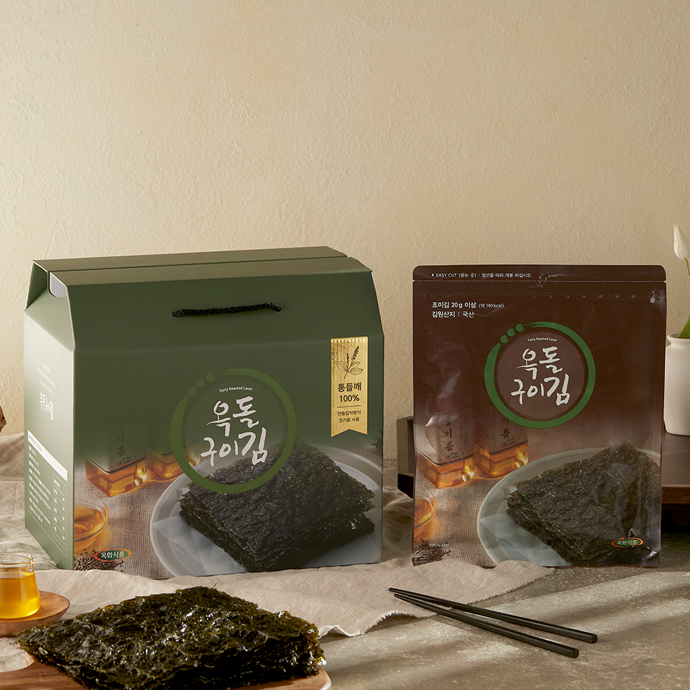 옥화식품 전통 수제 옥돌 전장김 20g 15봉 고급 선물 세트 3호 구이김 조미김 들기름 : 옥화식품-옥돌구이김