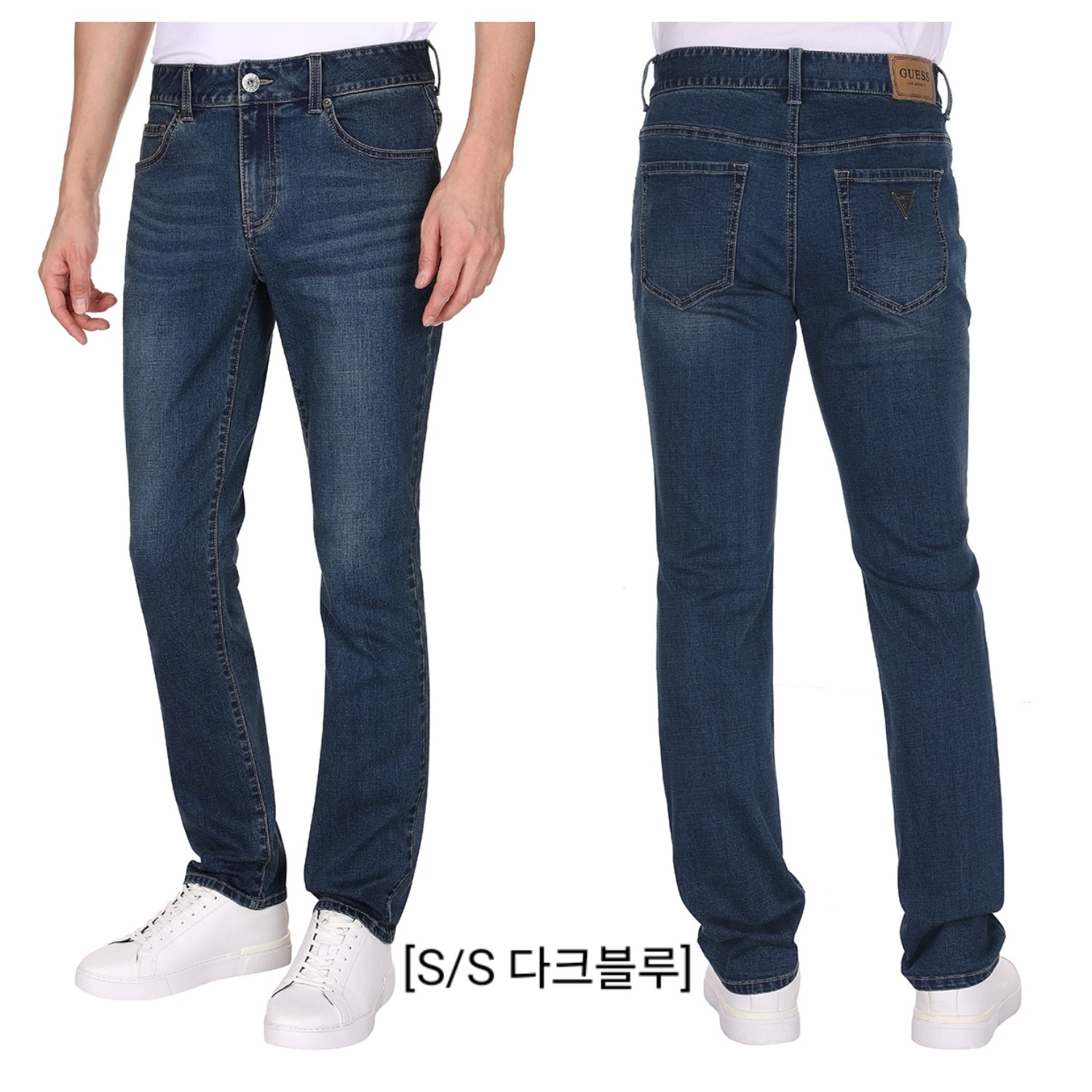 남자 청바지 NEW 게스 남성 슬림스트레이트핏 일자 청바지 팬츠 미디엄블루 다크블루 블루블랙 블랙 30 32 34 36 : 이지쏘