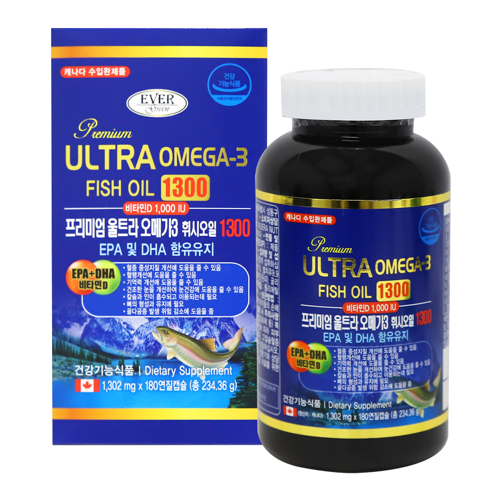 캐나다 프리미엄 울트라오메가3 피시오일 1300(6개월분, 1,302mg x 180캡슐) : 디비몰
