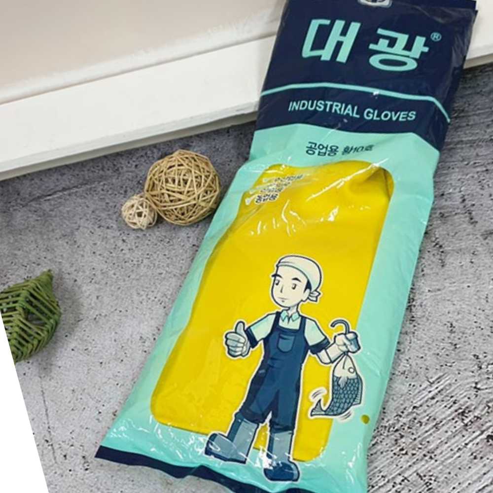 온랑 대광 공업용고무장갑 황10호 기름장갑 미나리장갑 작업용고무장갑 : 온가지랑2