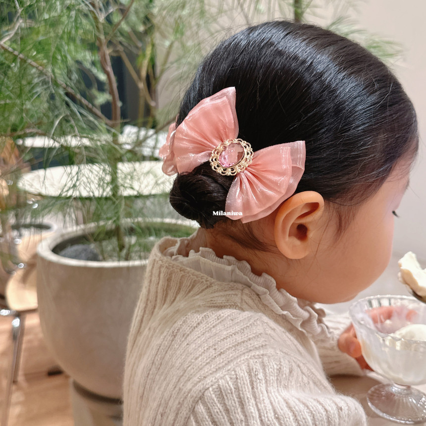 밀라니와 (5컬러/4타입) 블링실키 프린세스 여아 아기 리본 헤어핀 세트 보석 공주머리핀 : 밀라니와