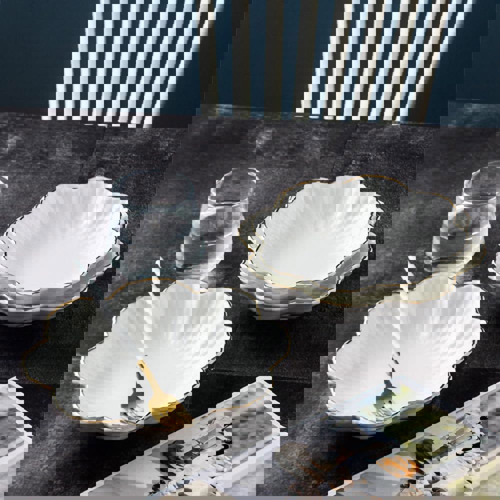 꽃 8인치 리시 결혼식 완벽한 시리얼 스낵에 트레이 호목콕 파스타 샐러드 서빙 그릇 작은 사탕 파티 접시 및 화이트 : 퍼스널쇼핑메이븐